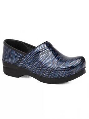 NEW DANSKO women's professional patent clogs in wavy stripes